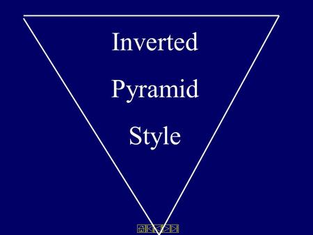Inverted Pyramid Style. All stories have shapes The reporter’s job is to decide which shape is best for the story.