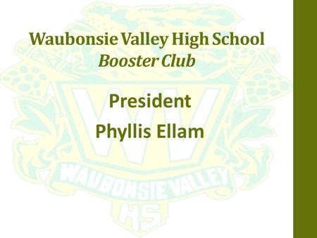 Waubonsie Valley High School Booster Club President Phyllis Ellam.