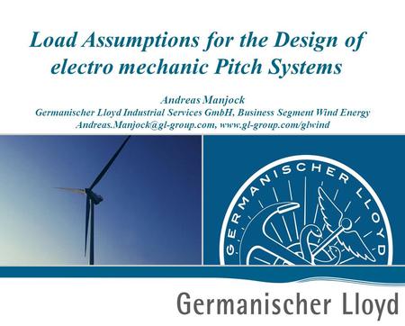 Load Assumptions for the Design of electro mechanic Pitch Systems