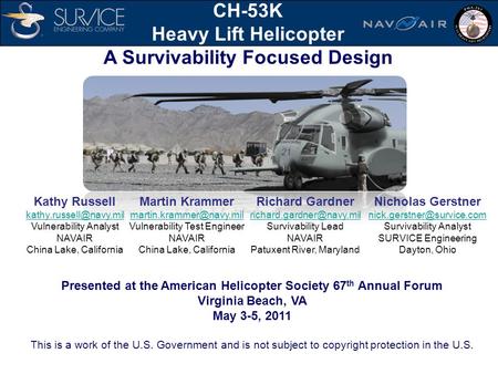 CH-53K Heavy Lift Helicopter A Survivability Focused Design