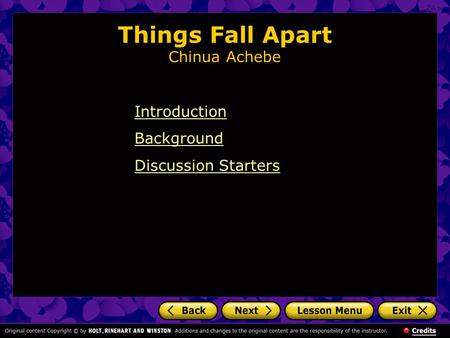 Things Fall Apart Chinua Achebe Introduction Background Discussion Starters.