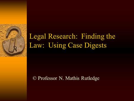 Legal Research