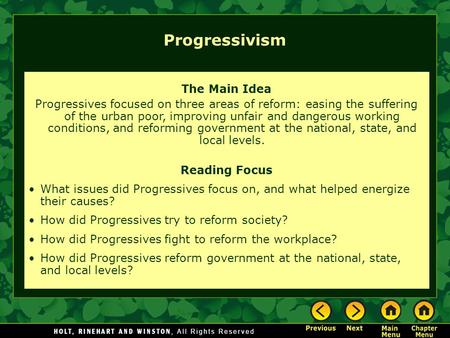 Progressivism The Main Idea