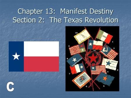 Chapter 13: Manifest Destiny Section 2: The Texas Revolution