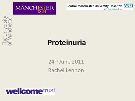 Proteinuria 24 th June 2011 Rachel Lennon. The Spectrum of Glomerular Disease Minimal change Proteinuria FSGS IgA nephropathy Membranous Diabetic nephropathy.