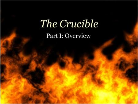 The Crucible Part I: Overview. American play American play Written in the 1950s Written in the 1950s Playwright: Arthur Miller Playwright: Arthur Miller.