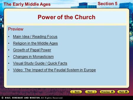 Power of the Church Preview Main Idea / Reading Focus