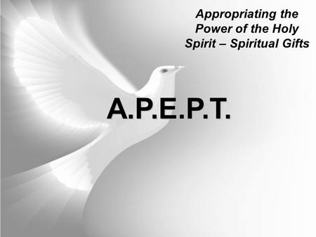 Appropriating the Power of the Holy Spirit – Spiritual GiftsA.P.E.P.T.
