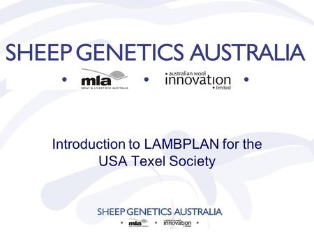 Introduction to LAMBPLAN for the USA Texel Society.