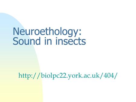 Neuroethology: Sound in insects