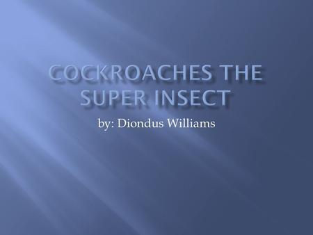 By: Diondus Williams.  The cockroach is not a picky eater  The cockroach will eat anything it can get his hands on  When it can’t find food it will.