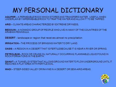 MY PERSONAL DICTIONARY