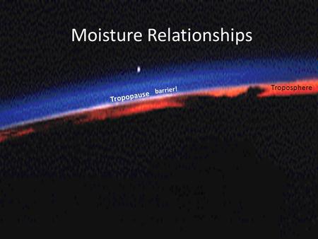Moisture Relationships Troposphere Tropopause barrier!