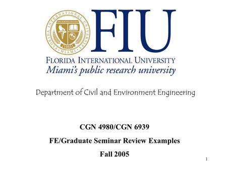 FE/Graduate Seminar Review Examples