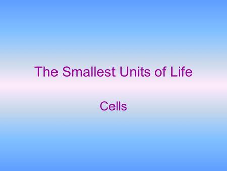 The Smallest Units of Life Cells. What are Cells? Cells are the smallest unit that can carry out life functions All cells have a cell membrane and cytoplasm.