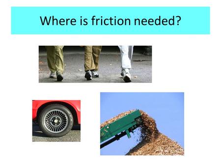 Where is friction needed?. Reading Assignment 5.3: Which of the following is a friction force? A.The component of a contact force parallel to the surface.