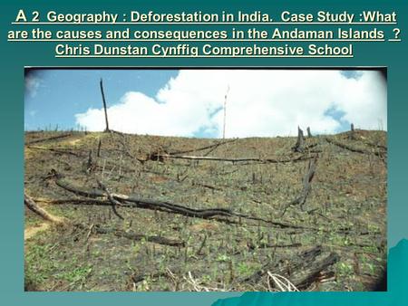 A 2 Geography : Deforestation in India. Case Study :What are the causes and consequences in the Andaman Islands ? Chris Dunstan Cynffig Comprehensive School.