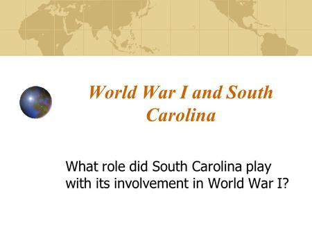 World War I and South Carolina