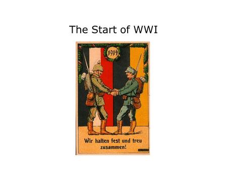 The Start of WWI. Four Long Term Causes of the war Nationalism – allegiance to a country and belief that a persons own country is superior and more important.
