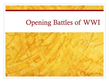 Opening Battles of WWI. First Battle of the Marne (Sept 6-12, 1914) Germans invade Belgium to reach within 30 miles of Paris 150,000 French launch counter-attack.