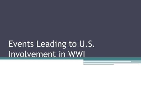 Events Leading to U.S. Involvement in WWI. REVIEW What four movements led to World War I (think of the powder keg?