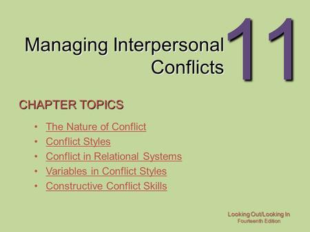 Managing Interpersonal Conflicts