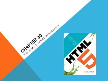 CHAPTER 30 THE HTML 5 FORMS PROCESSING. LEARNING OBJECTIVES What the three form elements are How to use the HTML 5 tag to specify a list of words’ form.