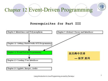Liang,Introduction to Java Programming,revised by Dai-kaiyu 1 Chapter 12 Event-Driven Programming 找出画中真谛 — 保罗. 塞尚.