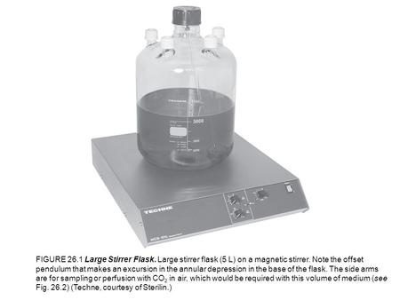 FIGURE 26.1 Large Stirrer Flask. Large stirrer flask (5 L) on a magnetic stirrer. Note the offset pendulum that makes an excursion in the annular depression.