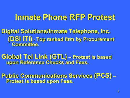 Inmate Phone RFP Protest