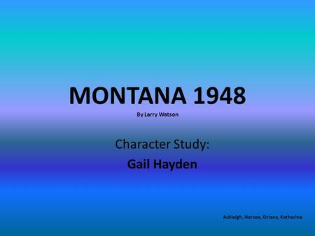 MONTANA 1948 By Larry Watson