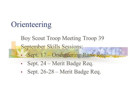 Orienteering Boy Scout Troop Meeting Troop 39