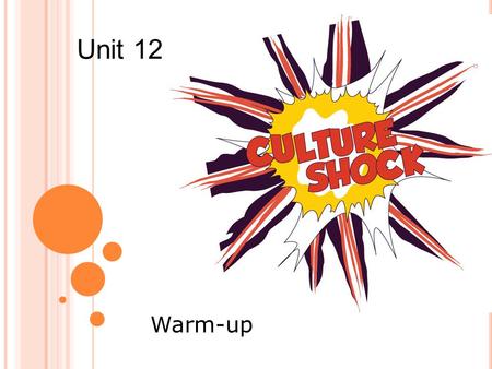 Unit 12 Warm-up. What is culture shock? down up down.