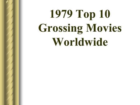 1979 Top 10 Grossing Movies Worldwide. 1979 Top 10 Movies #10) Hint: Camp with Bill Murray.