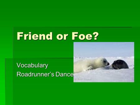 Friend or Foe? Vocabulary Roadrunner’s Dance. Interfere  To take part in the affairs of others when not asked.  Don’t interfere  In the game.