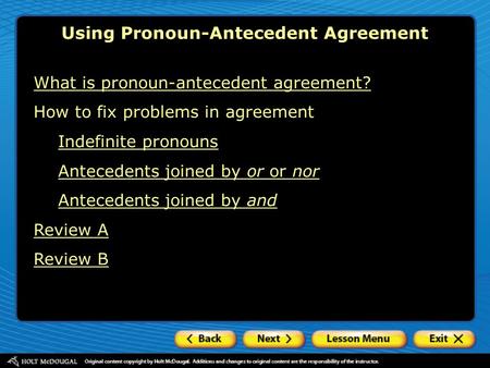 Using Pronoun-Antecedent Agreement