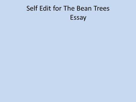Self Edit for The Bean Trees Essay