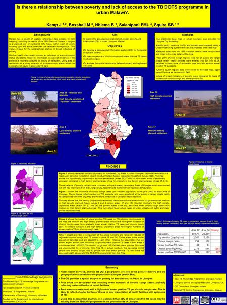 Is there a relationship between poverty and lack of access to the TB DOTS programme in urban Malawi?. Kemp J 1,2, Boxshall M 3, Nhlema B 1, Salaniponi.