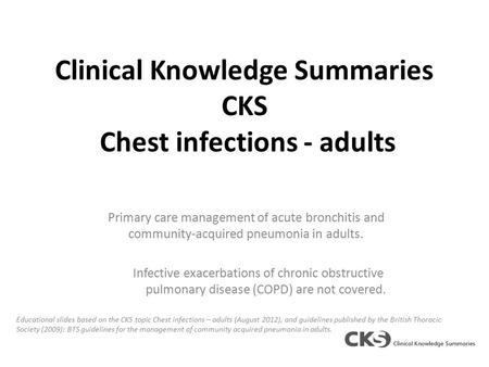 Clinical Knowledge Summaries CKS Chest infections - adults