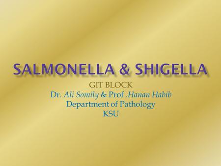GIT BLOCK Dr. Ali Somily & Prof. Hanan Habib Department of Pathology KSU.