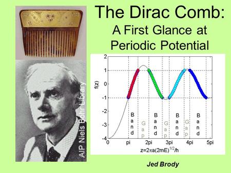 The Dirac Comb: A First Glance at Periodic Potential Jed Brody.