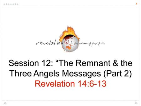 1 Session 12: “The Remnant & the Three Angels Messages (Part 2) Revelation 14:6-13.