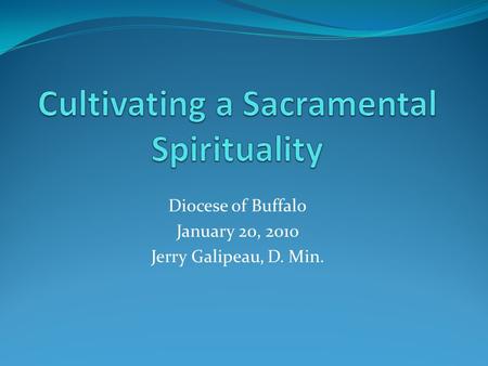 Diocese of Buffalo January 20, 2010 Jerry Galipeau, D. Min.