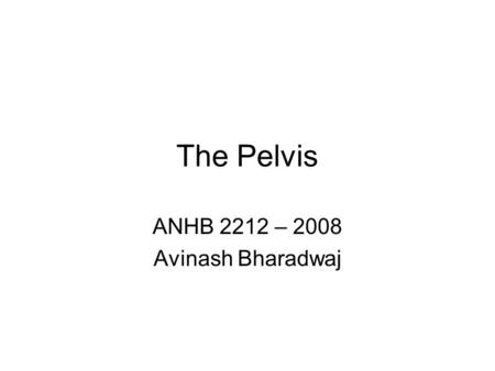 ANHB 2212 – 2008 Avinash Bharadwaj