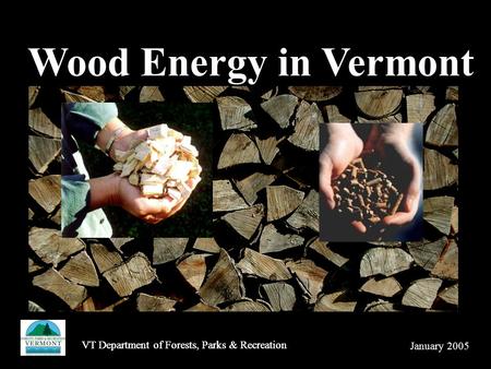 VT Department of Forests, Parks & Recreation Wood Energy in Vermont January 2005 VT Department of Forests, Parks & Recreation.