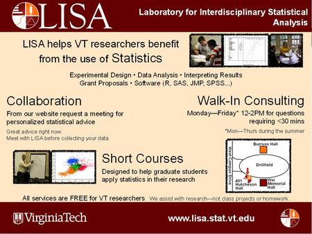 1. Analyzing Non-Normal Data with Generalized Linear Models 2010 LISA Short Course Series Sai Wang, Dept. of Statistics.