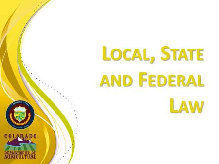 L OCAL, S TATE AND F EDERAL L AW. Introduction A supervisor should be familiar with the local, state and federal laws, rules and regulations that impact.