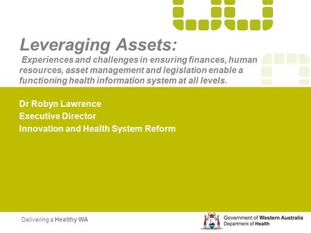 Leveraging Assets: Experiences and challenges in ensuring finances, human resources, asset management and legislation enable a functioning health information.