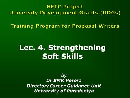 Lec. 4. Strengthening Soft Skills