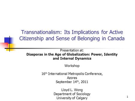 Diasporas in the Age of Globalization: Power, Identity